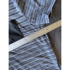 Express Mens Henley Shirt XL Grey Space Dye Striped Faux Leather Pocket Short