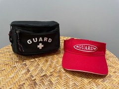 Lifeguard T-Shirt Unisex Adult Medium Red GUARD Logo, Visor, Waist Pack, Whistle