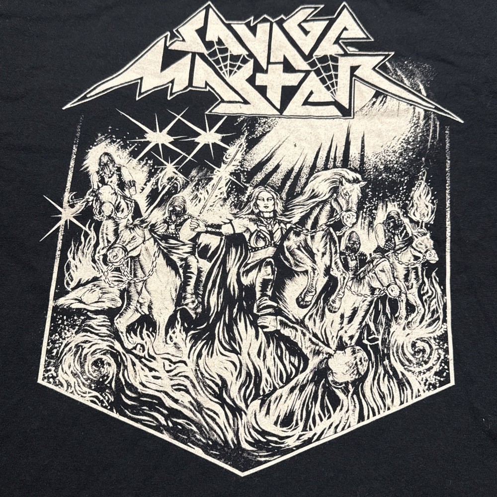 Savage Master Band T Shirt 2XL Black Metal Tour Tee Burning Leather Graphic