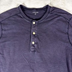J. Crew Jeans Mox Pique Henley Shirt Mens Medium Navy Blue Casual Pullover