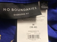No Boundaries3 Pieces Tee shirts Men’sSz M(38-40) 1 Piece W Oversize GraphicBlue