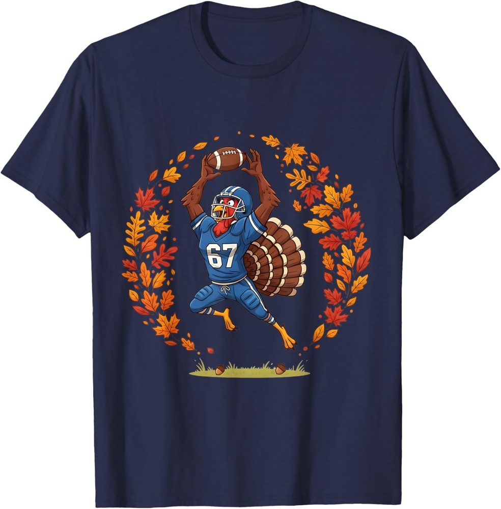 Thanksgiving Football Turkey Fall Sports Game Day T-Shirt