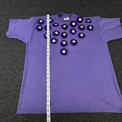 Vintage Fashion Gear Shirt Mens XL Purple Button Flower Applique Made USA 80s
