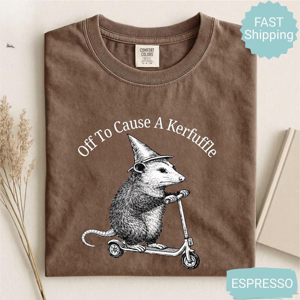 Comfort Colors Off To Cause A Kerfuffle Shirt Funny Opossum Scooter T-Shirt