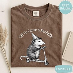 Comfort Colors Off To Cause A Kerfuffle Shirt Funny Opossum Scooter T-Shirt
