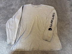 Carhartt Men’s Size XL Original Fit Gray Logo Long Sleeve Sleeve K231