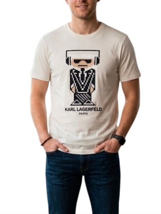 Karl Lagerfeld Men’s White Graphic Logo T-Shirt Size Medium