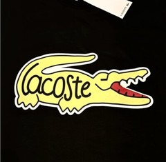 Lacoste Men’s Croc Logo T-Shirt Black Yellow New