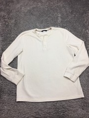 Members Mark Thermal Henley Shirt Mens Size XL Off White Long Sleeve Cotton