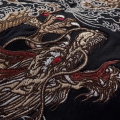 Men’s Embroidered Dragon T-Shirt Hip Hop Short Sleeve Heavy Stitch Streetwear