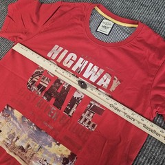Array Shirt Mens Extra Large Red Highway Gate Graphic T-Shirt Bicycle Cityscape