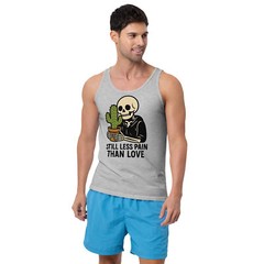 Still Less Pain Than Love Skeleton Cactus Tank Top | Funny DTG Print