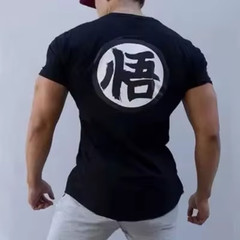 Gym Short Sleeve Fashion Japanese Anime Tops Tee Shirts Hip-Hop Unisex 100%Cotto