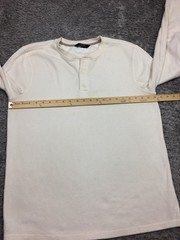 Members Mark Thermal Henley Shirt Mens Size XL Off White Long Sleeve Cotton