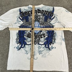 DWNTWN Express Shirt Mens Large White Blue Graphic Ascendance Luster Tattoo Tee