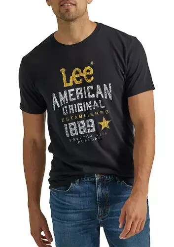 LEE Jeans Black Logo Cotton Blend T-Shirt NEW Small