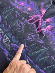 VTG 90s Habitat Split Collar Nature Lightning Panther Wrap Around T-Shirt (XL)