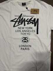 Stussy Shirt World Tour Tee Tshirt White Size XL NWT Double Sided Streetwear