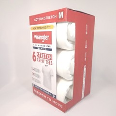 Wrangler Men Cotton Stretch Crew Neck Undershirts White Soft T-Shirts 6-Pack M