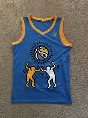 Custom Keith Haring Jersey Men’s Medium RARE 9 NYK Blue Basketball