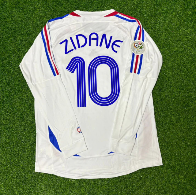 France Zidane #10 World Cup 2006 White Soccer Long Sleeve Away Jersey