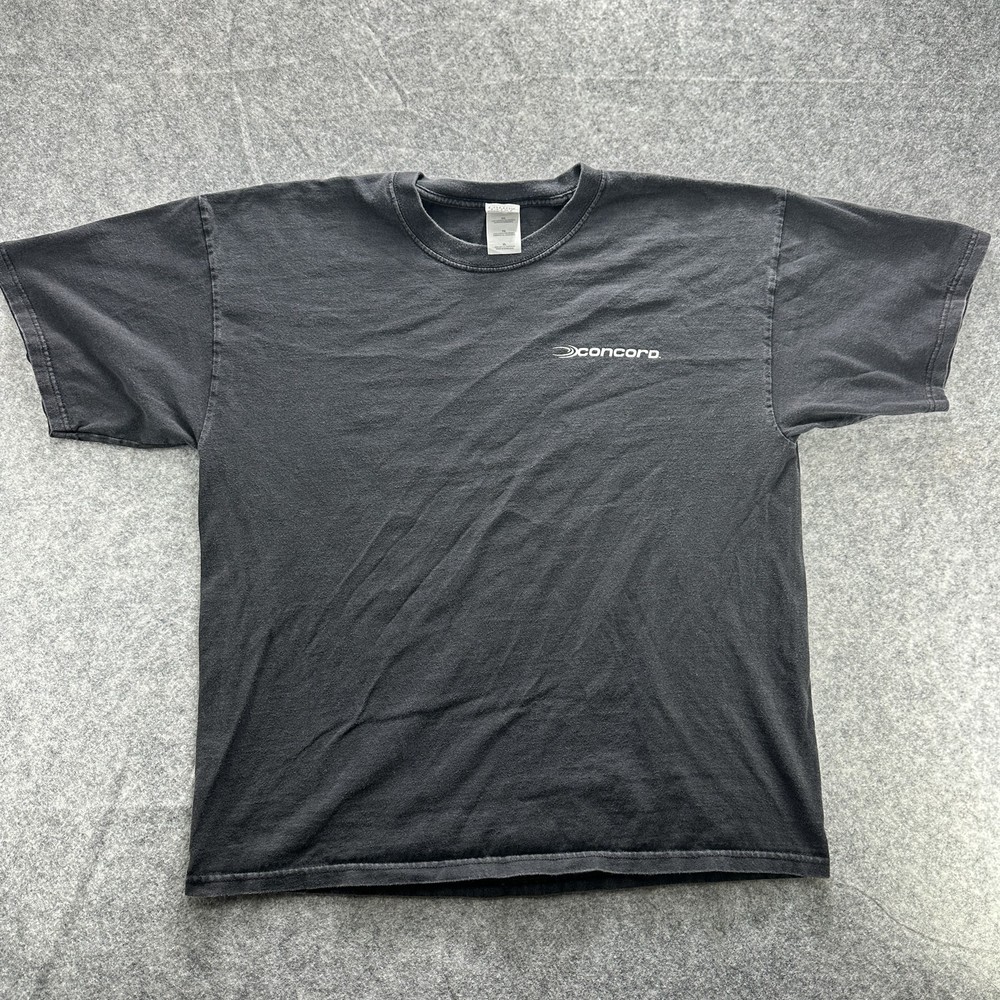 Vintage Concord Shirt Mens XL Black Live Status Airline Promo Tee Gildan y2k