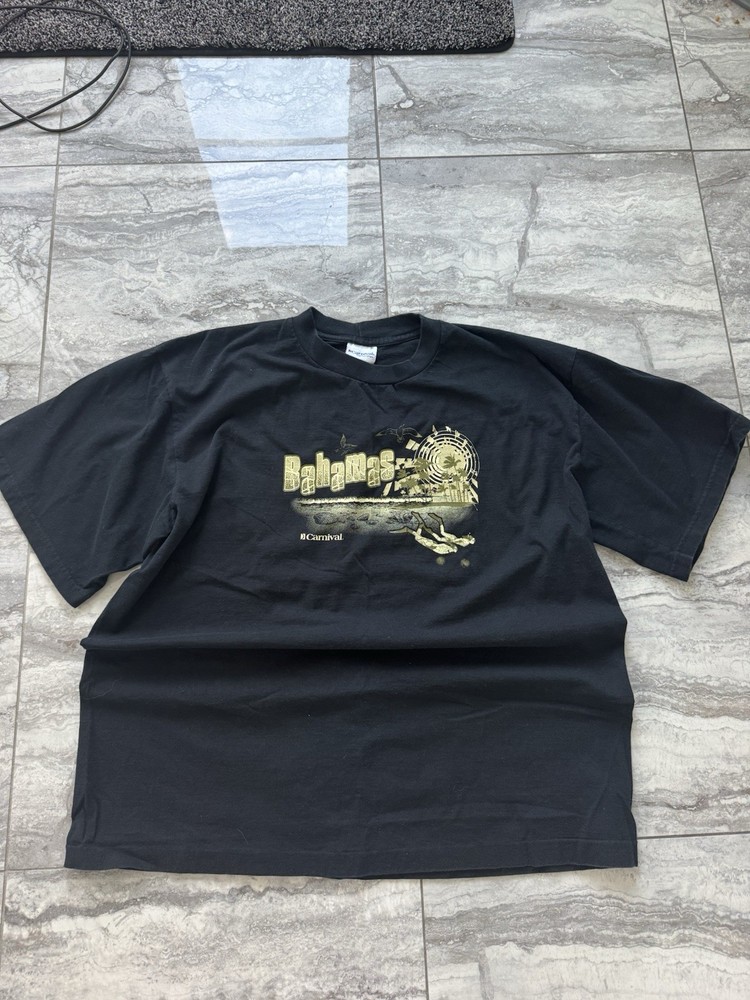 Carnival Bahamas Graphic Print Logo T-Shirt Men’s 2XL Black Cotton Crew Neck