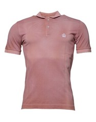 DOLCE & GABBANA T-shirt Pink Crown Collared Short Sleeve Polo IT46/US36/S 750usd