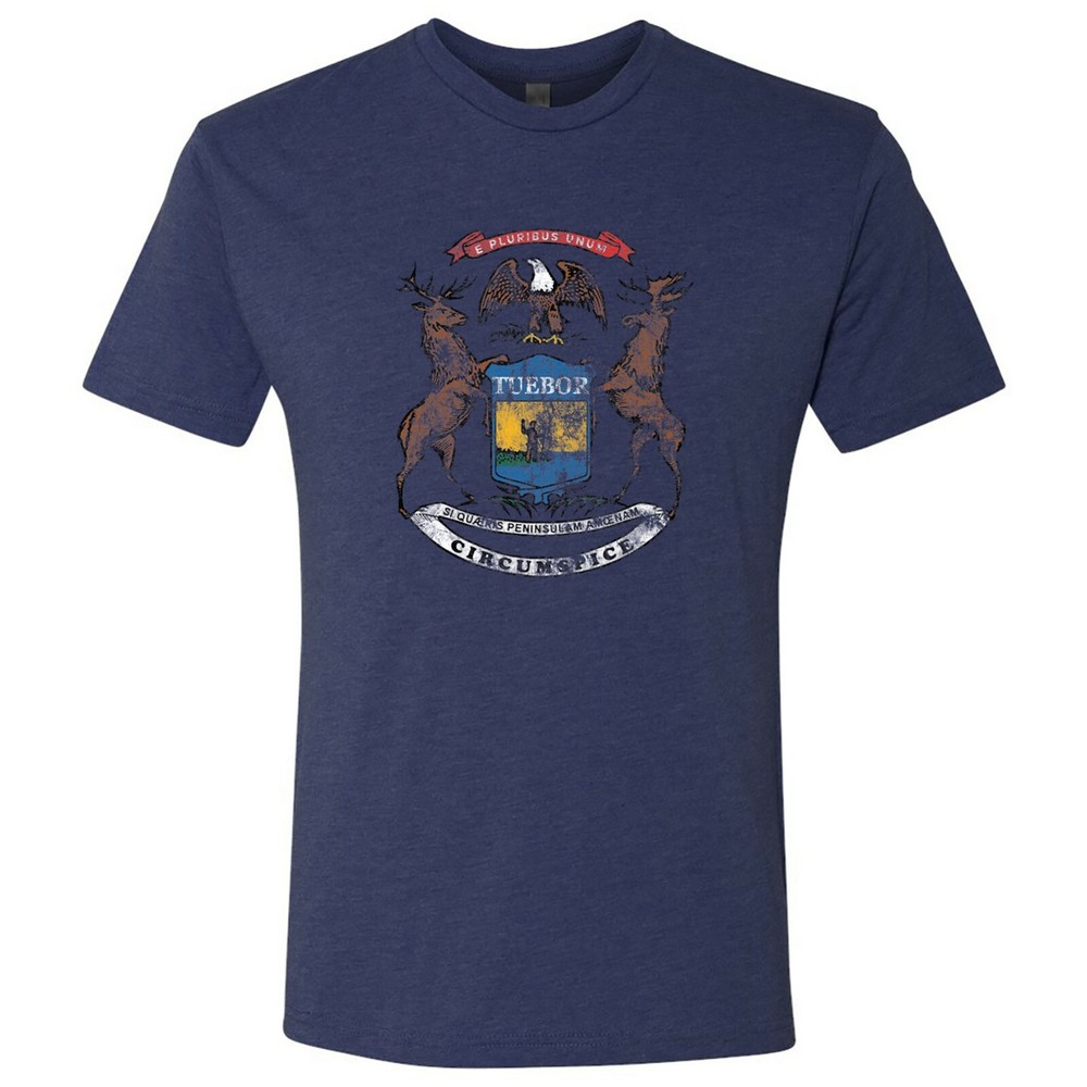 Michigan Flag State Pride Hometown Triblend Mens T-Shirt – Vintage Navy