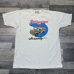 Vintage T-Shirt Philippines Jeepney Manila Graphic Print White Mens Large