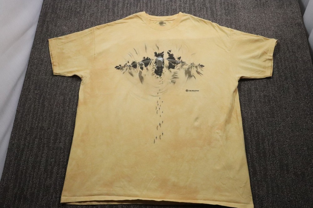 The Mountain Men’s 3XL T-Shirt B-52 Bomber Military Yellow Acid Wash Skater