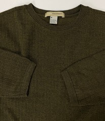 Vintage 90s Ribbed Knit Shirt Men Medium Minimalist Casual Olive Brown Midweight