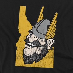 University of Idaho Adult T-Shirt State Shape, Black, S-5XL
