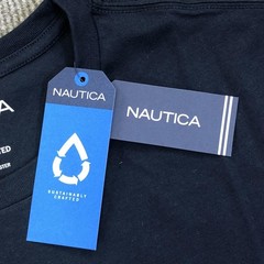 Nautica Shirt Mens Medium Navy Blue Sailing Regatta Graphic Tee Tagless Nautical