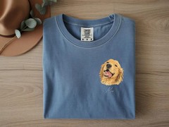 Custom Watercolor Pet Face Comfort Tee Personalized Pet Portrait Dog Cat Lover