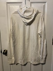 Eddie Bauer WHITE LONG SLEEVE HOODED LIGHT WEIGHT COTTON LOGO SHIRT SIZE MED.