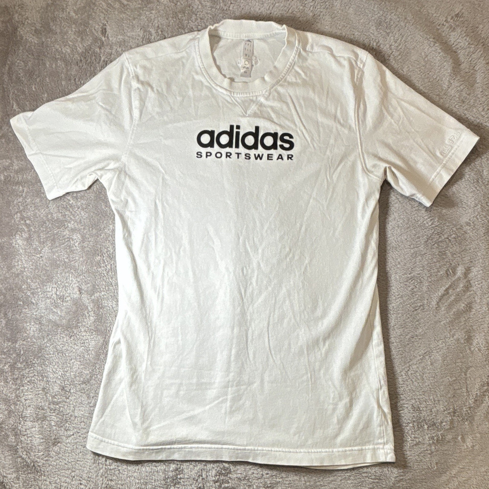 adidas Sportswear Men’s White Graphic Print Crew Neck T-Shirt Short Sleeve S