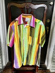 Vintage Moschino Cheap & Chic 2 piece multi-color striped pants/button-up shirt