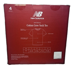 NEW BALANCE Men’s Small (34-36″) White Cotton Crew Neck Tee with NB Logo 4-Pack