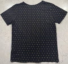 True Religion T-Shirt Mens Medium Black Gold All Over Monogram Signature Logo