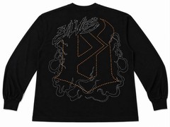 Evil Vice Flaming Skull Long Sleeve T-Shirt Black Graphic Tee Size L USA