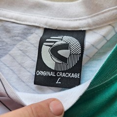 Original Crackage T Shirt Geometric Streetwear Green Black White Size Large L
