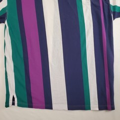 Knights of Round Table Blue Purple Green White Striped VTG Medium TShirt Shirt