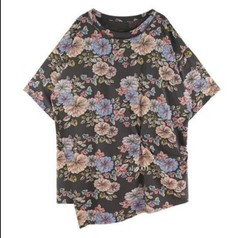 Mens Youth Casual Fashion Floral Short Sleeves Loose Irregular T-Shirt Tee Top