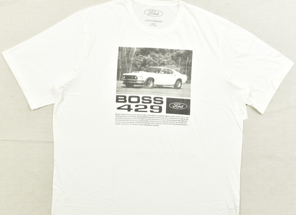 Lucky Brand Men’s Mustang GT Tee White Short Sleeve Crew Neck Size 3XLT NEW