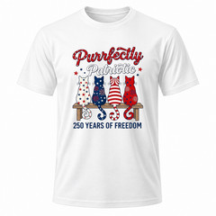 Cat Lovers Purrfectly Patriotic 250 Years White Graphic T-Shirt