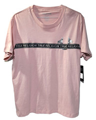 True Religion Metallic Logo Taping TEE Dull Pink XL XLarge Sretch Cotton NWT