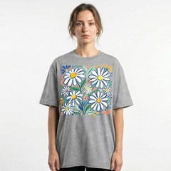 Retro Floral Daisy T-Shirt Colorful Botanical Wildflower Nature Spring Tee