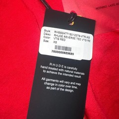 Rhude Reverse Tee Shirt Mens Extra Small Red Crew Neck Embroidered Logo Cotton
