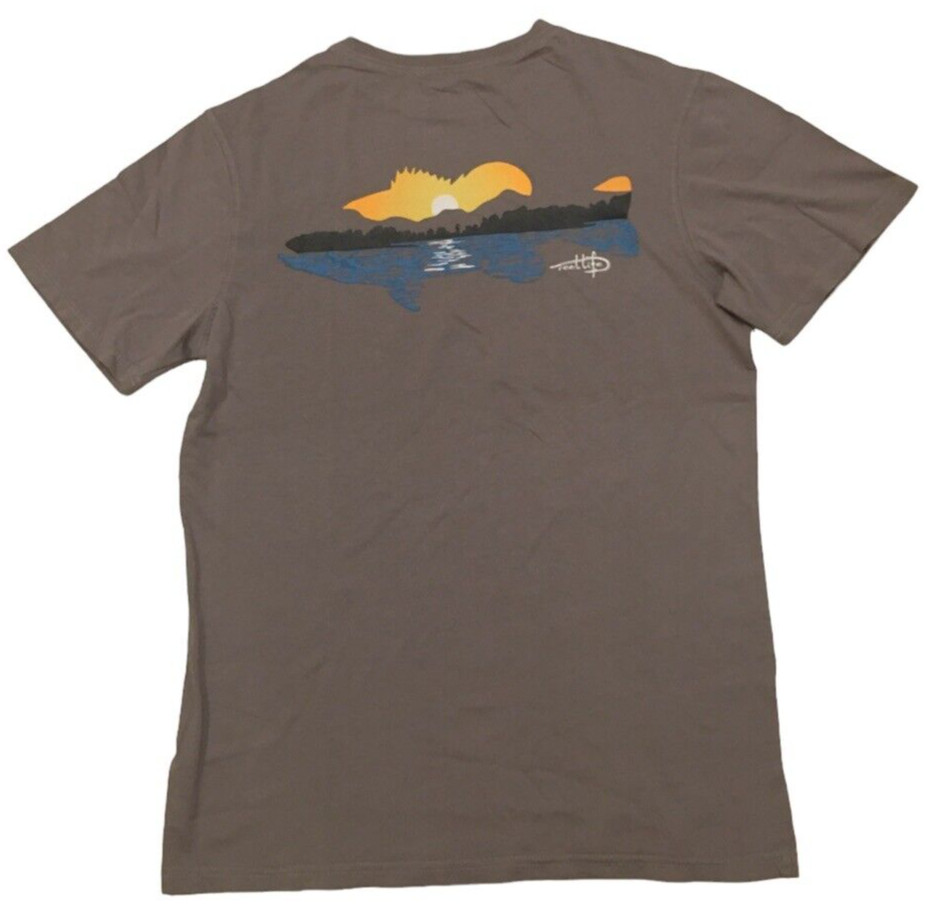 Reel Life New Men’s Size M Crew Neck Short Sleeve D. Grey Graphic Fishing Shirt
